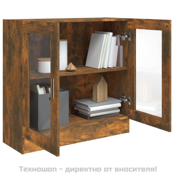 Шкаф витрина, опушен дъб, 82,5x30,5x80 см, инженерно дърво