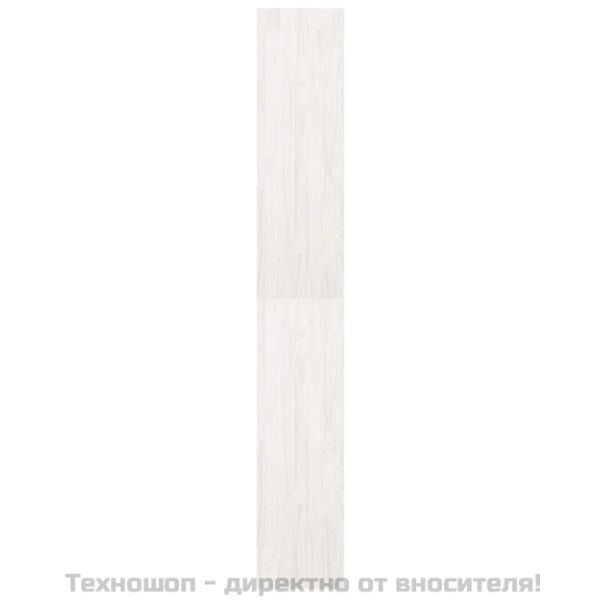 Библиотека/разделител за стая, бяла, 40x30x199 см, бор масив