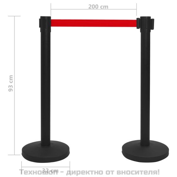 Ограждение с лента/бариера за летище, инокс, черно