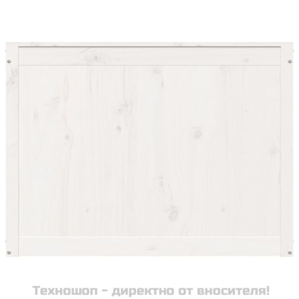 Кутия за пране, бяла, 88,5x44x66 см, борово дърво масив