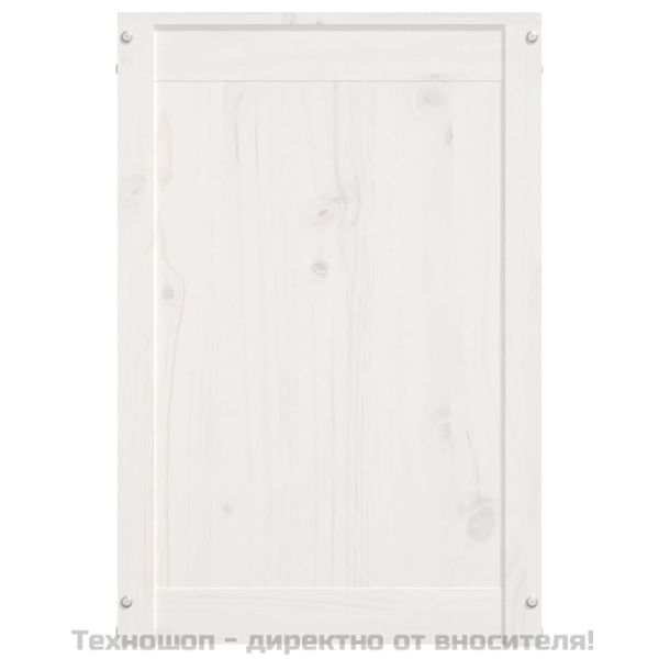Кутия за пране, бяла, 88,5x44x66 см, борово дърво масив