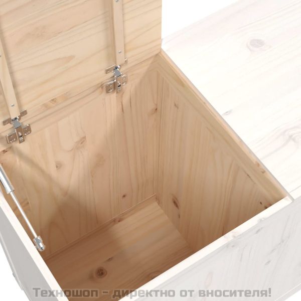 Кутия за пране, бяла, 88,5x44x66 см, борово дърво масив