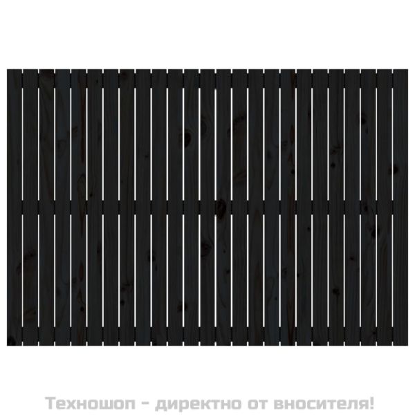 Стенна табла за спалня черна, 159,5x3x110см, борово дърво масив