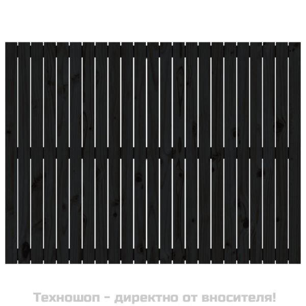 Стенна табла за спалня черна, 146,5x3x110см, борово дърво масив