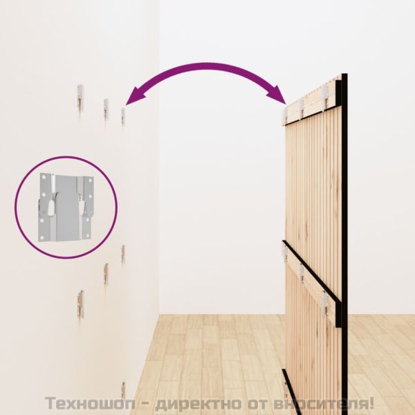 Стенна табла за спалня черна, 146,5x3x110см, борово дърво масив