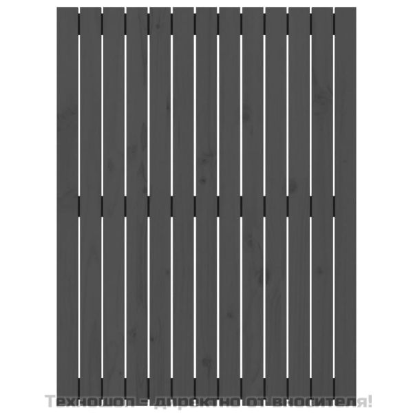 Стенна табла за спалня, сива, 82,5x3x110 см, борово дърво масив