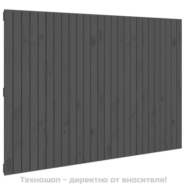 Стенна табла за спалня, сива, 166x3x110 см, борово дърво масив