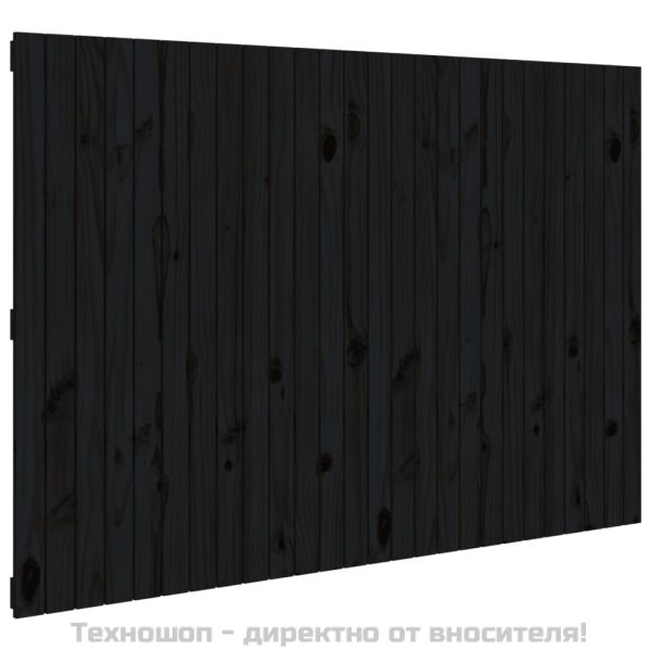 Стенна табла за спалня, черна, 166x3x110 см, борово дърво масив