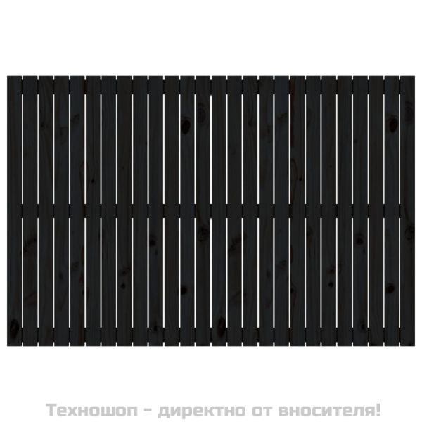 Стенна табла за спалня, черна, 166x3x110 см, борово дърво масив