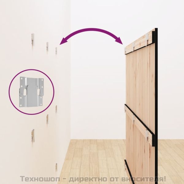 Стенна табла за спалня, черна, 166x3x110 см, борово дърво масив