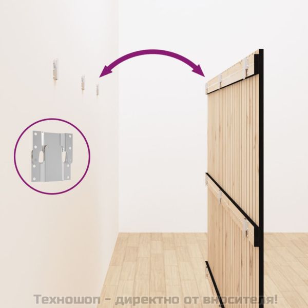 Стенна табла за спалня, черна, 185x3x110 см, борово дърво масив