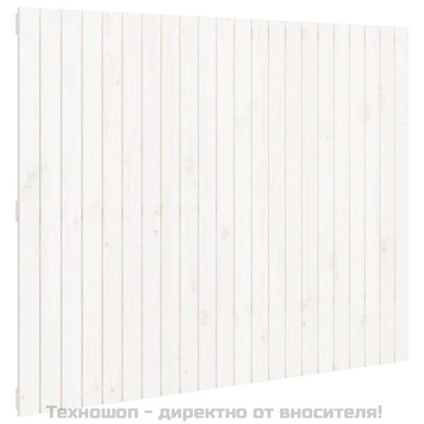 Стенна табла за спалня, бяла, 140x3x110 см, борово дърво масив