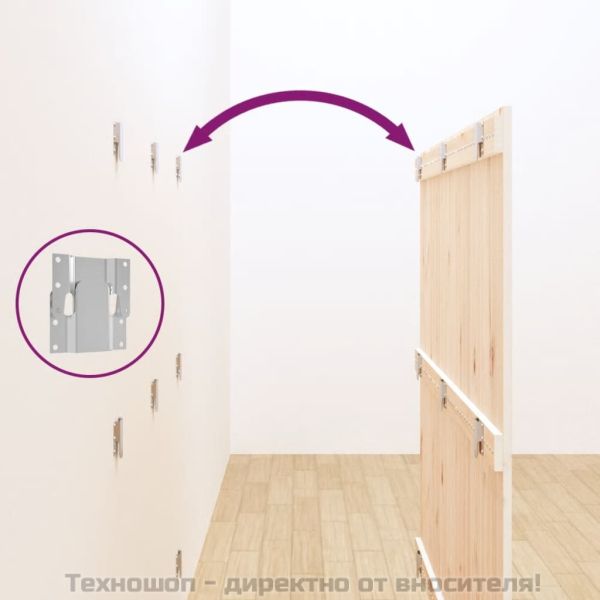 Стенна табла за спалня, бяла, 140x3x110 см, борово дърво масив