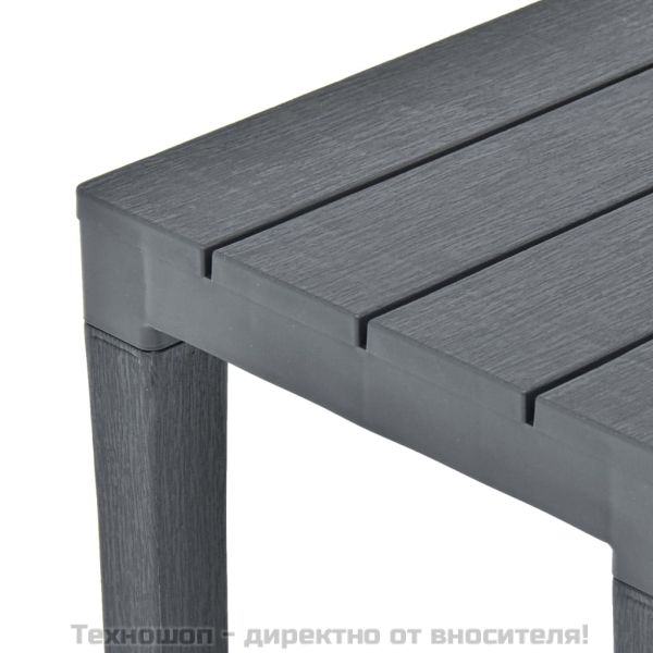 Градинска маса с 2 пейки, пластмаса, антрацит