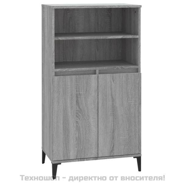Висок шкаф, Сив сонома, 60x36x110 см, инженерно дърво