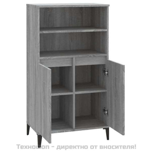 Висок шкаф, Сив сонома, 60x36x110 см, инженерно дърво