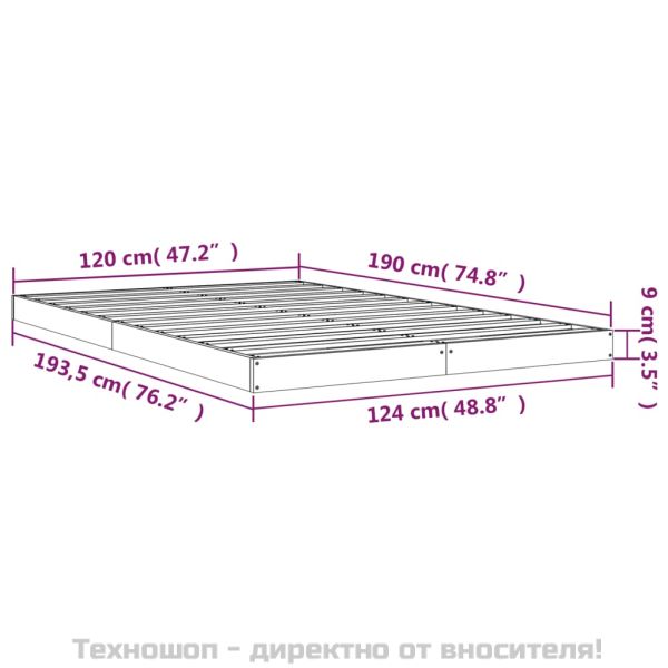 Рамка за легло черна 120x190 см Small Double масивно дърво бор
