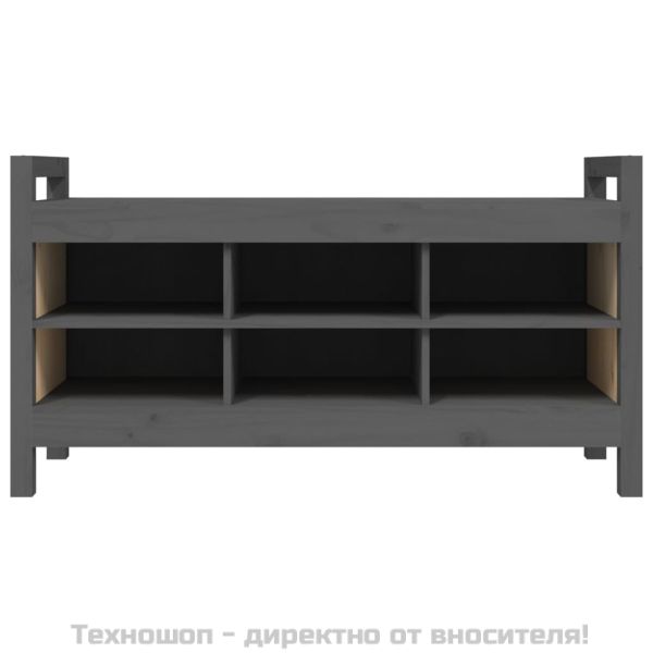 Пейка за антре, сива, 110x40x60 см, борово дърво масив