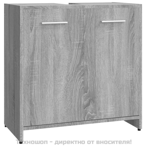 Шкаф за баня, сив сонома, 60x33x60 см, инженерно дърво