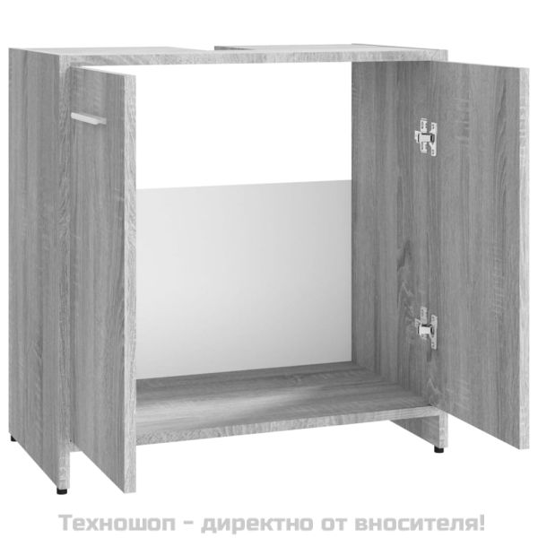 Шкаф за баня, сив сонома, 60x33x60 см, инженерно дърво