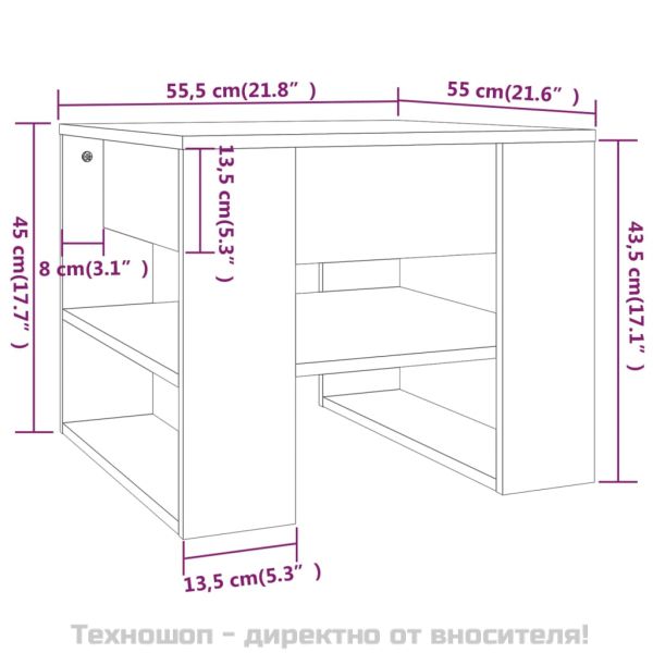 Кафе маса, черна, 55,5x55x45 см, инженерно дърво