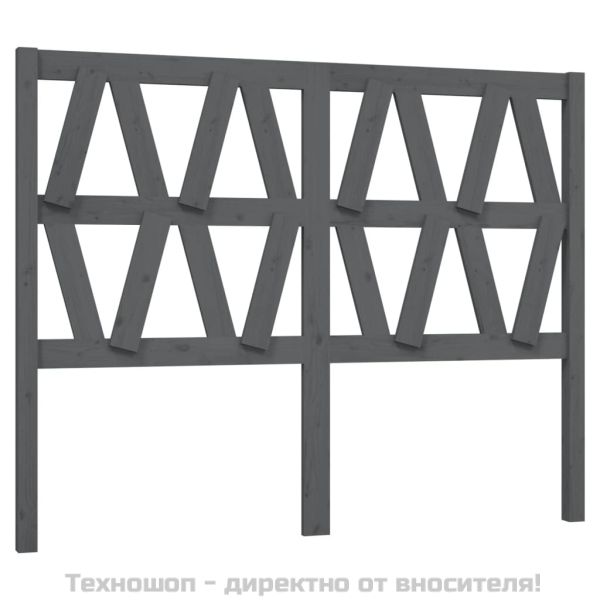 Горна табла за легло, сива, 126x4x100 см, бор масив