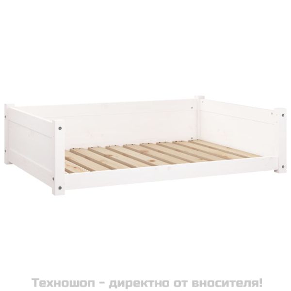 Кучешко легло, бяло, 95,5x65,5x28 см, борова дървесина масив
