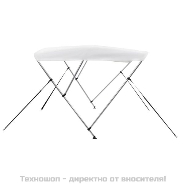 Тента за лодка, 3 дъги, бяла, 183x160x137 см