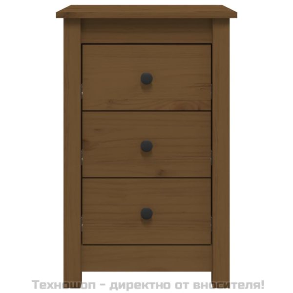 Нощни шкафчета, 2 бр, меденокафяви, 40x35x61,5 см, бор масив