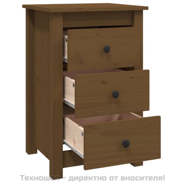 Нощни шкафчета, 2 бр, меденокафяви, 40x35x61,5 см, бор масив