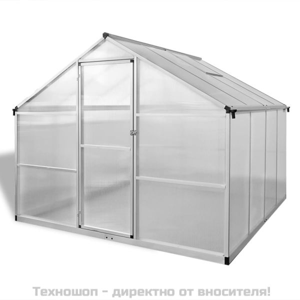 Подсилена алуминиева оранжерия с опорна рамка 6,05 м²