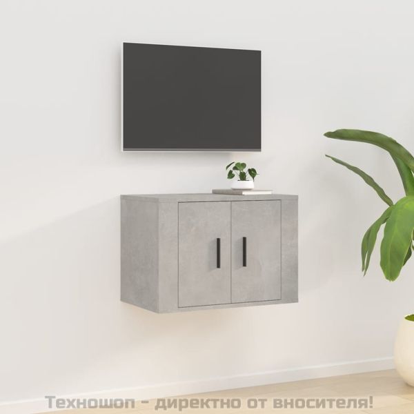 ТВ шкаф за стенен монтаж, бетонно сиво, 57x34,5x40 см