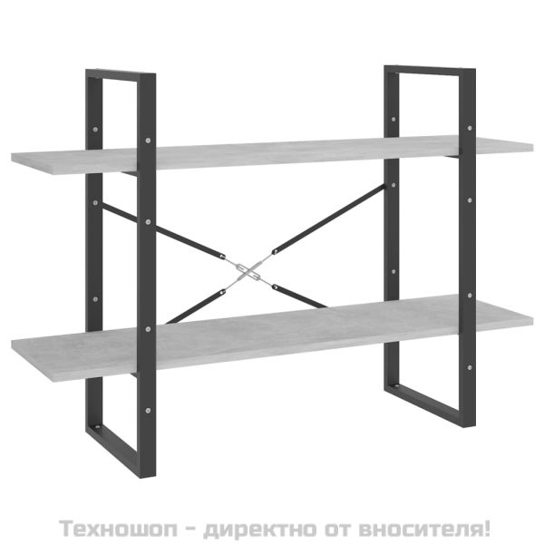 2-етажна библиотека, бетонно сив, 100x30x70 см, инженерно дърво