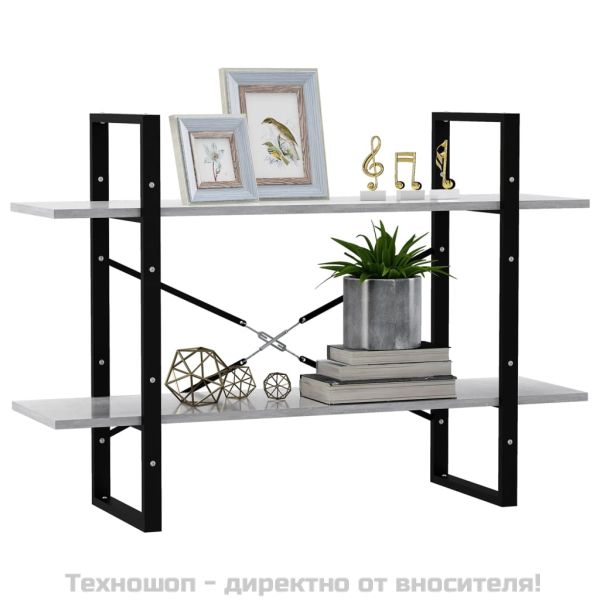 2-етажна библиотека, бетонно сив, 100x30x70 см, инженерно дърво