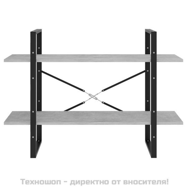 2-етажна библиотека, бетонно сив, 100x30x70 см, инженерно дърво