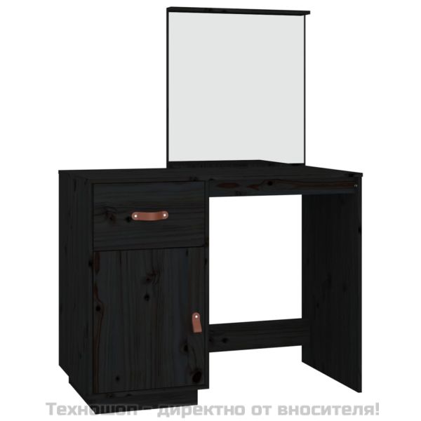 Тоалетка, Черен, 95x50x134 см, борово дърво масив