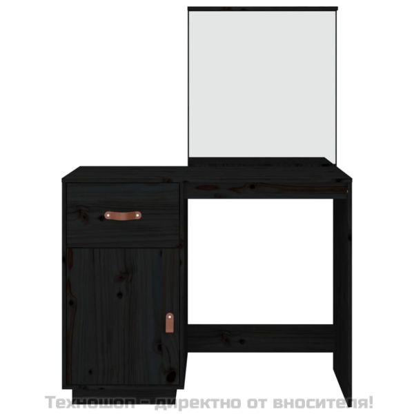 Тоалетка, Черен, 95x50x134 см, борово дърво масив