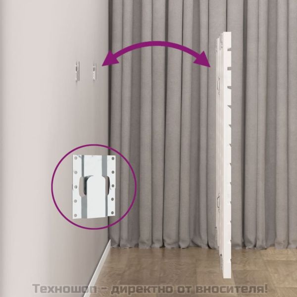 Стенна табла за спалня, бяла, 206x3x91,5 см, борово дърво масив