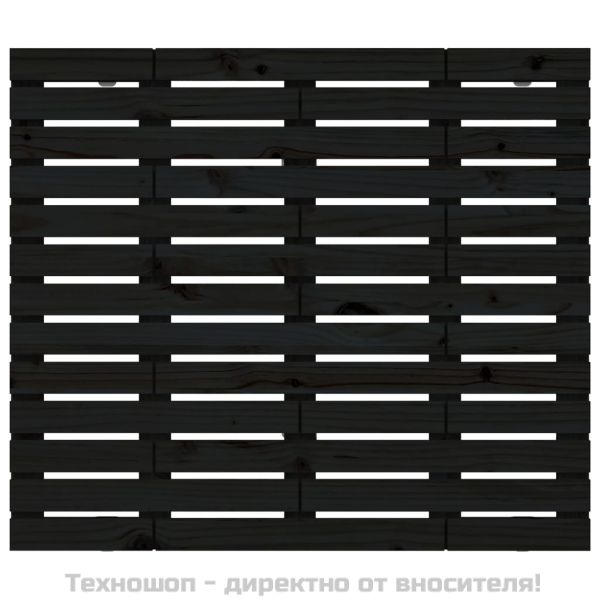 Стенна табла за спалня, черна, 106x3x91,5см, борово дърво масив