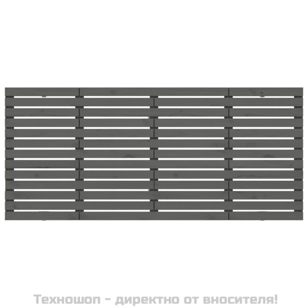 Стенна табла за спалня, сива, 206x3x91,5 см, борово дърво масив