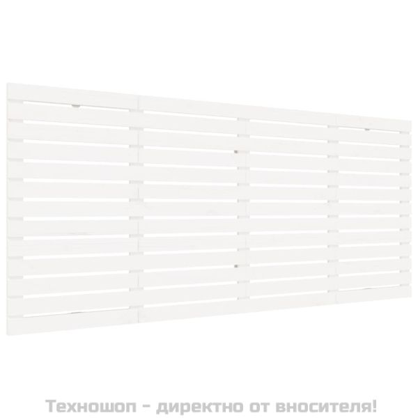 Стенна табла за спалня, бяла, 166x3x91,5 см, борово дърво масив