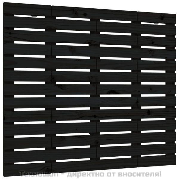 Стенна табла за спалня, черна, 81x3x91,5 см, борово дърво масив