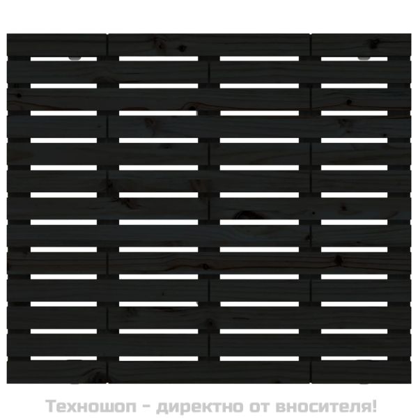 Стенна табла за спалня, черна, 81x3x91,5 см, борово дърво масив