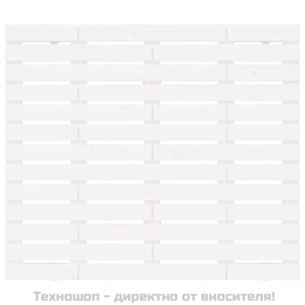 Стенна табла за спалня, бяла, 106x3x91,5 см, борово дърво масив