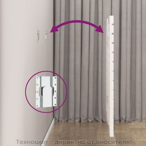 Стенна табла за спалня, бяла, 106x3x91,5 см, борово дърво масив