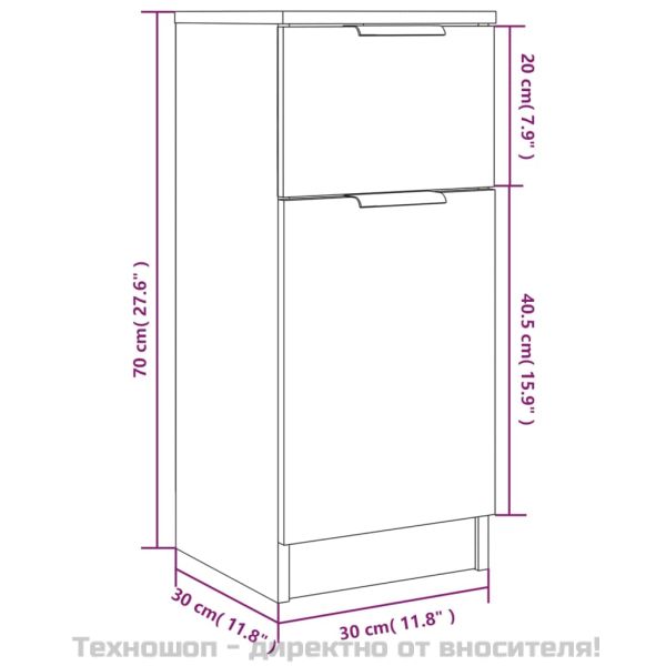 Сайдборди, 2 бр, бетонно сиви, 30x30x70 см, инженерно дърво