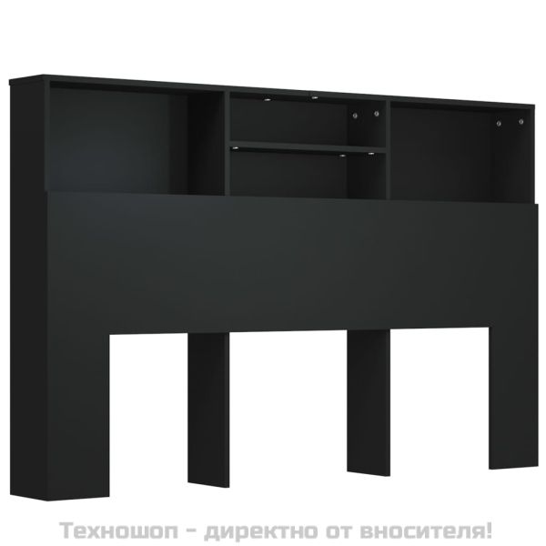 Табла за легло тип шкаф, черна, 160x19x103,5 см