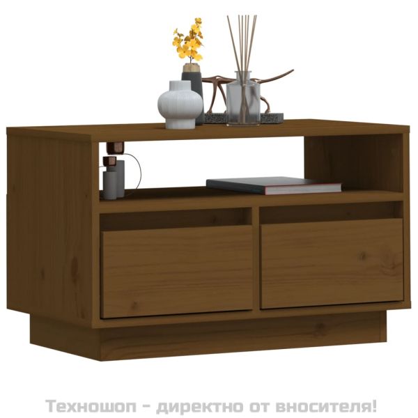 ТВ шкаф, меденокафяв, 60x35x37 см, бор масив