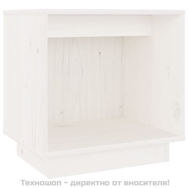 Нощни шкафчета, 2 бр, бели, 40x30x40 см, борово дърво масив