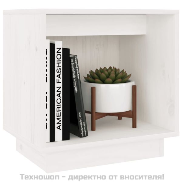 Нощни шкафчета, 2 бр, бели, 40x30x40 см, борово дърво масив